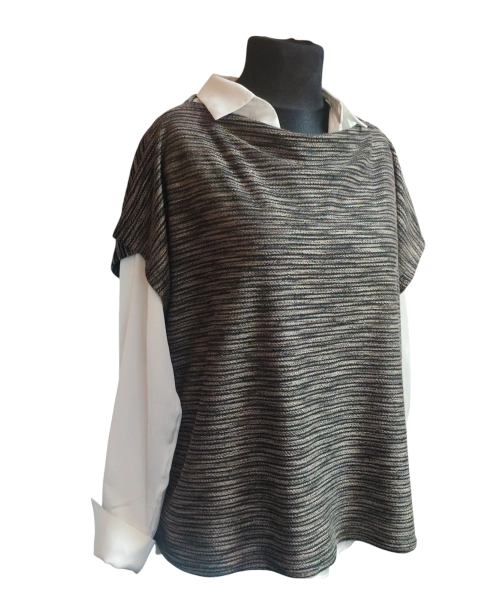 Kamizelka swetrowa damska dziergana z beżowym splotem